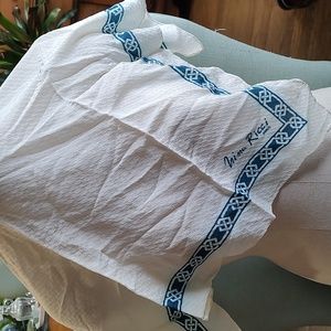 Vintage Nina Ricci Silk Scarf Celtic Design White/Teal